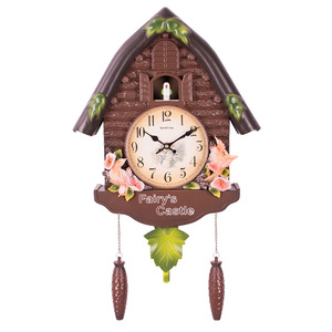 Fairy's Castle Cuckoo <b>Clock</b> House Shaped Wall <b>Clock</b> With Pendulum <b>Battery</b> Powered For Living Room Bedroom - Product Image 4