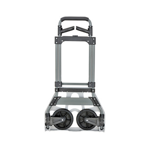 Folding Steel Hand <b>Cart</b> 2 Wheels Platform Trolley Silver Powder Coated <b>Foldable</b> for Shopping Indoor Outdoor Moving - Product Image 2