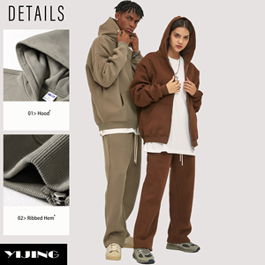 Ensemble de sweats à capuche classiques personnalisés pour hommes Sifot Wholesale, 400 g/m², coton surdimensionné, technique de broderie douce pour la peau, imprimé ODM - Product Image 3