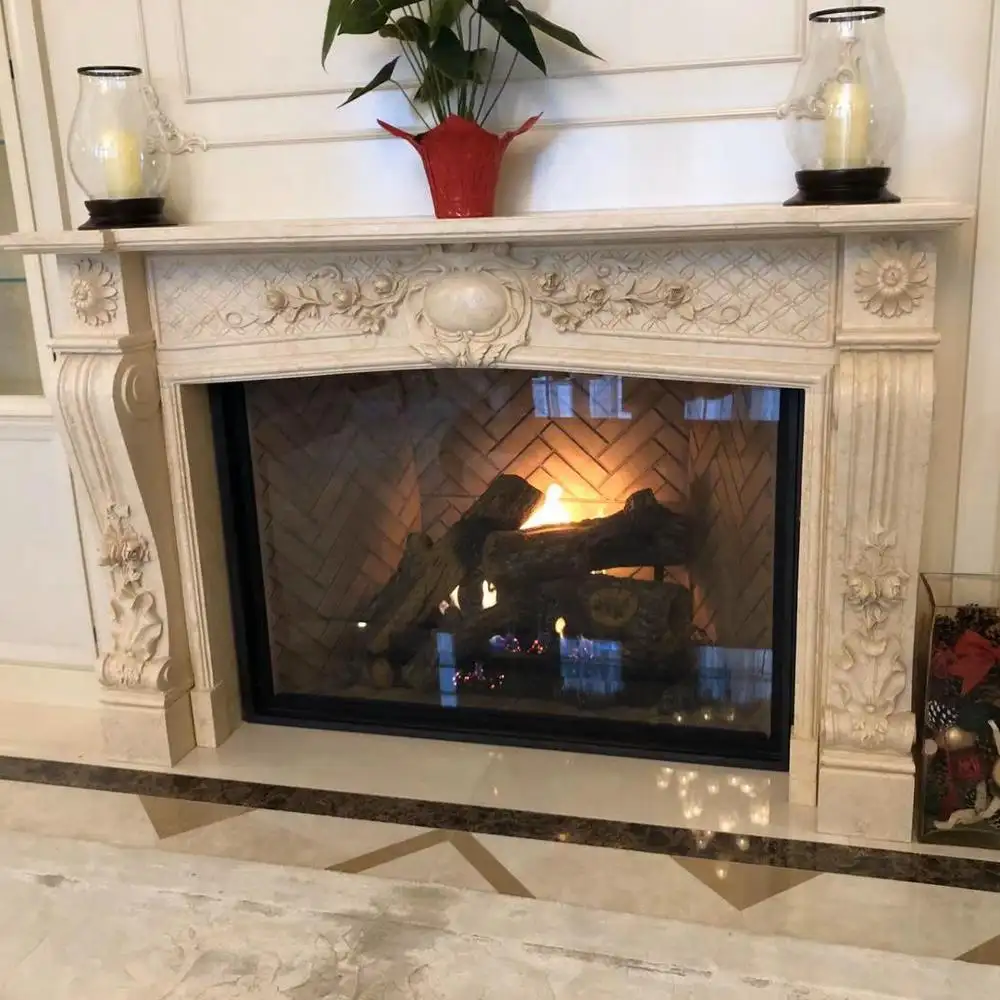 New Design good quality white marble fireplace mental