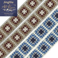 Ruban de dentelle vintage ethnique style crochet, broderie perlée et sequins, 100% polyester, pour vêtements et sandales femme et enfant