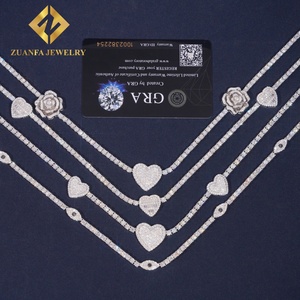 Collar de Cadena de Tenis con Moissanita de Alta Calidad, Colección de Joyería Fina, Plata 925, Cadena de Tenis con Flores y Corazones con Incrustaciones de Moissanita VVS - Product Image 3