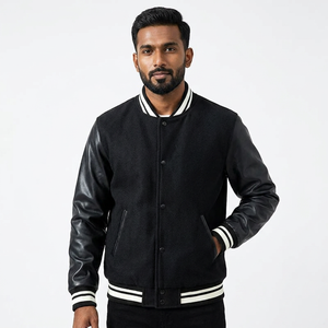 Blouson universitaire en laine avec manches en cuir couleur personnalisée 2025 – Blousons universitaires personnalisés OEM pour hommes à prix abordable - Product Image 1