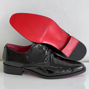 2026 Men's Elegant Pointed <b>Toe</b> Shiny Lace Up Shoes Pleated Detail Red Sole Dress Shoes - Product Image 6