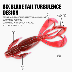 10 unidades/bolsa Señuelo blando de pesca con forma de camarón, cebo de criatura con doble cola para pesca de lubina en agua dulce y salada, aparejos de pesca - Product Image 2