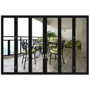 Puerta plegable perfil de aluminio puerta de patio corredera de vidrio templado Doble