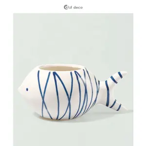 แปลกปลารูปร่างเซรามิกเป็นมิตรกับสิ่งแวดล้อมกระถางดอกไม้กระถางสำหรับเครื่องประดับบ้าน - Product Image 1