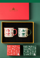 Tasses en céramique de Noël en gros, avec logo personnalisé, mignonnes tasses à café de dessin animé avec couvercle pour cadeau de fêtes