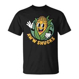 Camiseta Aww Shucks Corn On The Cob, camiseta promocional unisex negra para adultos - Product Image 1