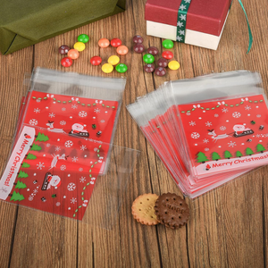 Sacs en cellophane de Noël refermables, sacs cadeaux en plastique scellés avec <span class=keywords><strong>fermeture</strong></span> adhésive pour pâtisseries, biscuits et bonbons - Product Image 4