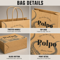 Sac en papier kraft avec poignée en corde de papier torsadée, sac de shopping brun, sac d'épicerie pour restaurant, supermarché, emballage, impression de logo personnalisé