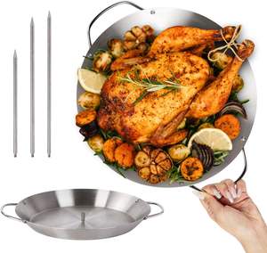 Grill à brochettes Al Pastor en acier inoxydable chromé, plaque verticale pour gyros, four rotatif, support pour brochettes, brosses, 3 pointes amovibles - Product Image 5