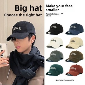 Casquette de baseball unisexe 6 panneaux Deep Top Big Head, été, en PVC, avec lettres, visière large, <span class=keywords><strong>boucle</strong></span> en cuivre doré - Product Image 3
