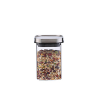 Bocaux de rangement de cuisine en verre borosilicate transparent personnalisés pour le sucre, le café et l'usage en garde-manger, avec couvercles hermétiques en acier inoxydable