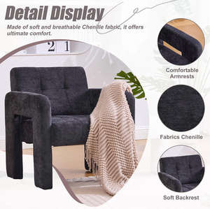 <span class=keywords><strong>Fauteuil</strong></span> individuel moderne minimaliste décontracté pour salon, chambre à coucher, bureau, en chenille, avec dossier à oreilles, écologique - Product Image 3