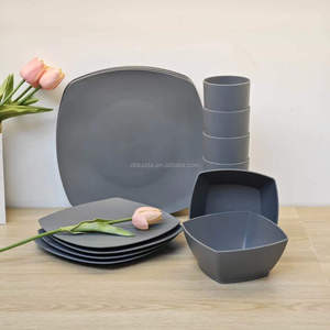 16Pcs Nhà Bếp Rơm Lúa Mì Vuông Bộ Đồ Ăn Đặt Dịch Vụ Cho 4 Nhựa Tái Sử Dụng Bữa Ăn Tối Món Ăn Phục Vụ Tấm Set Cho Nhà Bếp - Product Image 4