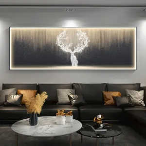 现代客厅沙发背景墙装饰画水平发光二极管灯画发光卧室床头画