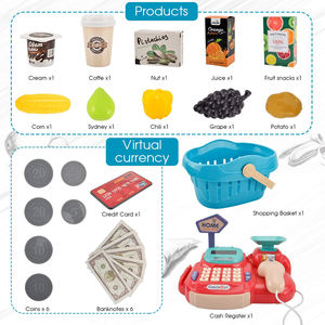 26 Pcs <strong>Children</strong> Girls Toys Supermarket Pretend Play Shopping Money Toy for Kids, with Scanner <strong>Till</strong> Cash Register Toy - Product Image 2