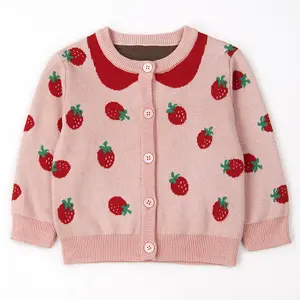 OEM ODM Fabrik Baby produkt Koreanischen stil nette erdbeere muster stricken baby mädchen pullover