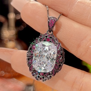 Parure de bijoux écologiques en cuivre hypoallergénique, résistante à l'eau, avec pendentif et boucles d'oreilles en zircon noir et gris 12*16mm - Product Image 4