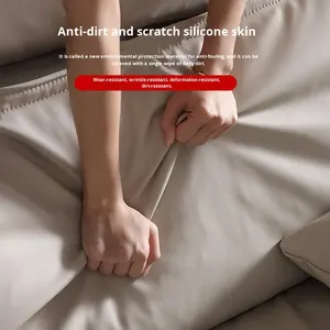 इतालवी शैली अल्ट्रा-गहरी सीट चौड़ी पीठ तीन सीट बहुक्रियाशील सोफे लिविंग रूम क्रीम वाबी-साबी लाइट लक्जरी सिलिकॉन - Product Image 4