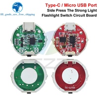 Carte de circuit imprimé pour lampe torche à lumière forte à pression latérale Micro USB / TYPE-C USB, interrupteur à trois vitesses, accessoires de carte de circuit imprimé, 10 W