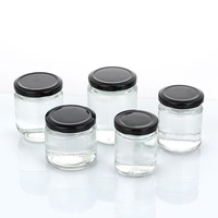 Confiture ronde transparente de qualité alimentaire 50ml 80ml 100ml 150ml 200ml 300ml 350ml Pot de stockage en verre pour gelée de miel avec couvercle hermétique en métal