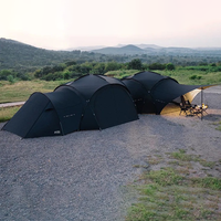 Tente de camping Da Niu camouflage quatre saisons double couche 150D Oxford enduite argentée imperméable et anti-UV avec deux chambres et un salon