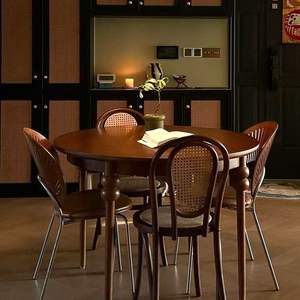 Vintage Solid Wood <b>Round</b> <b>Dining</b> <b>Table</b> Cherry <b>Walnut</b> Stable Design For <b>Dining</b> Room - Product Image 4