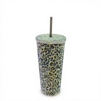 Vaso de Plástico de 24 oz con Diseño Multipatrón, Lujoso, con Purpurina Aplicada a Mano, en Caja de Regalo, Ecológico, Libre de BPA, Reutilizable, de Primera Calidad