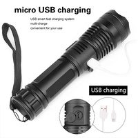 Lampe torche LED XHP50 EDC en gros, zoomable, 18650/26650, mini lampe de camping, haute puissance, rechargeable, lampe de poche