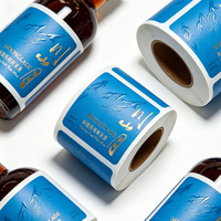 Étiquettes adhésives en papier holographique de luxe, rouleaux d'étiquettes pour bouteilles de vin et de bière, dorure à chaud UV, gaufrage
