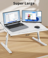 Table de lit pour ordinateur portable, bureau de lit réglable SAIJI pour ordinateur portable, support pliable pour ordinateur portable avec tiroir de rangement