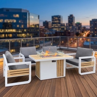 Table de foyer rectangulaire en bois de teck de 55000 BTU