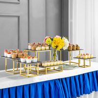 Présentoir Carré en Céramique Blanche pour Desserts, Ensemble de Présentoirs Cubiques pour Buffet, Supports à Gâteaux pour Mariages