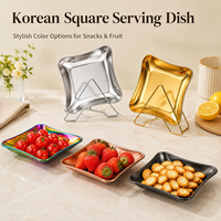 RVS vierkante serveerschaal voor fruit, snacks, desserts, hapjes, Koreaans restaurant, hotel, groothandel