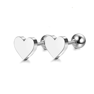 Pendientes de acero inoxidable 316L con forma de corazón a la moda-Mini pendientes de titanio simples Piercing joyería - Product Image 6