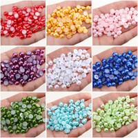 Perles demi-rondes imitation perle gris argenté, dos plat, sans colle, sans trou, pour décoration d'ongles et artisanat, vente en gros
