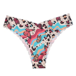 Braguitas de Nailon Suave para <span class=keywords><strong>Mujer</strong></span>, con Borde Festoneado, Estampado Bonito, Ropa Interior Transpirable, Tanga con Estampado, Logotipo Personalizado Disponible - Product Image 2