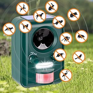 Répulsif Solaire Extérieur Infrarouge pour Animaux avec Picots Anti-Oiseaux, Flash LED Lumineux et Ultrasons pour Éloigner les Marmottes, Raton-laveurs, Cerfs et Chats - Product Image 3