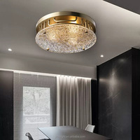 Plafonnier de luxe léger, luminaire de plafond encastré, lampe suspendue ronde, lumière LED en cuivre, éclairage pour salon et chambre à coucher