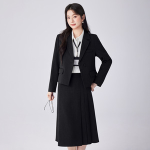Women's Suit <b>Set</b> Midi Skirt <b>Office</b> Lady Style Anti-Wrinkle Polyester Viscose Spandex Work Commuting - Product Image 4