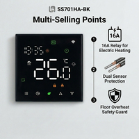 Thermostat intelligent WiFi Tuya 16A pour chauffage au sol électrique, double capteur, programmable, fabriqué en Chine (OEM)