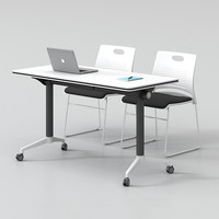 Bureau d'école mobile avec roulettes et roulettes verrouillables, table de formation moderne, poste de travail pliable pour salle de classe et salle de conférence