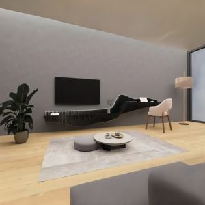 Étagère murale décorative d'intérieur artistique ML-WD02, décoration contemporaine pour la maison, lignes fluides, contreplaqué, café, usage commercial - Product Image 4