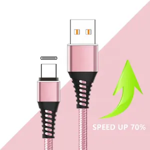 나일론 꼰 레드 블루 블랙 핑크 USB 케이블 모든 전화 데이터 라인 USB 케이블 C 타입 C 모바일 데이터 케이블 제조 업체