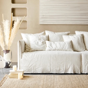 Sofá Modular Reclinable Zayshine <span class=keywords><strong>de</strong></span> Lino Blanco Estilo Wabi-Sabi Francés con Relleno <span class=keywords><strong>de</strong></span> Plumas, Conjunto <span class=keywords><strong>de</strong></span> Sofás para Sala <span class=keywords><strong>de</strong></span> Estar <span class=keywords><strong>de</strong></span> <span class=keywords><strong>3</strong></span> <span class=keywords><strong>Plazas</strong></span>, Sofá en Forma <span class=keywords><strong>de</strong></span> I para Villa - Product Image 5