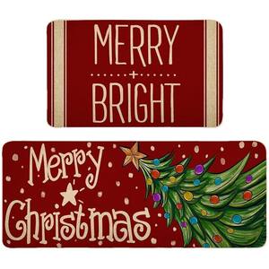 Juego de alfombrillas de cocina navideñas Temu, rectangulares, de poliéster, resistentes a las manchas, con diseño novedoso para uso en el hogar, baño y cocina - Product Image 1