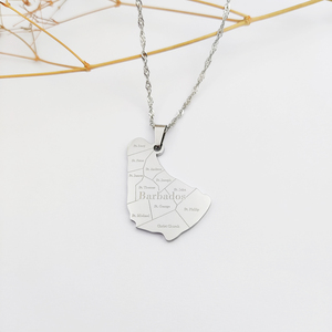 <span class=keywords><strong>Carte</strong></span> en acier inoxydable de l'île de la Barbade pendentif colliers cartes de la Barbade bijoux de charme - Product Image 6