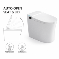 WC intelligent avec bidet frontal, siège chauffant, lavage arrière, séchage à l'air, lumière nocturne, télécommande, en céramique, pour la rénovation de salle de bain